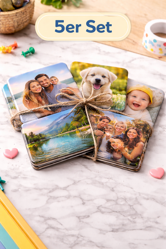 5er Set Fotomagnete quadratisch 58 mm – klein, stark, unübersehbar