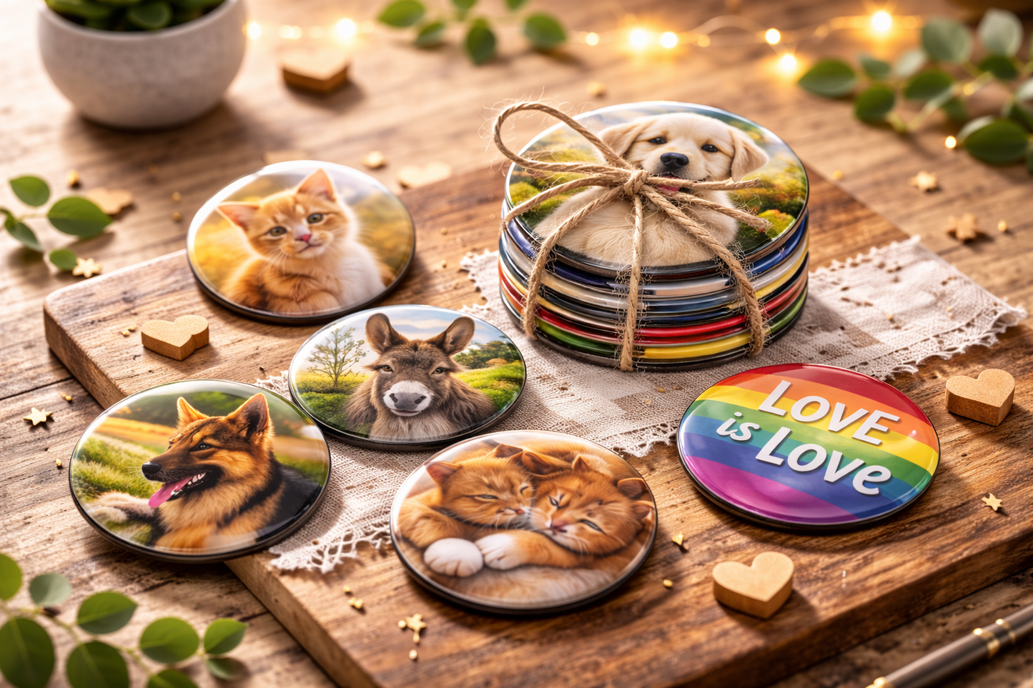 5er Set Fotomagnet Rund 58 mm – Klassisch. Stark. Persönlich.