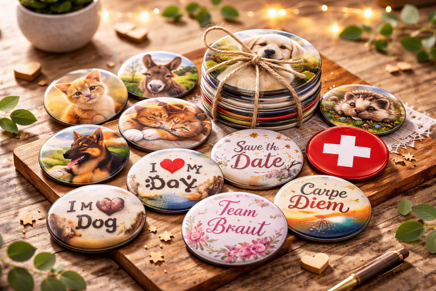 10er Set Fotomagnet Rund 58 mm – Klassisch. Stark. Persönlich.