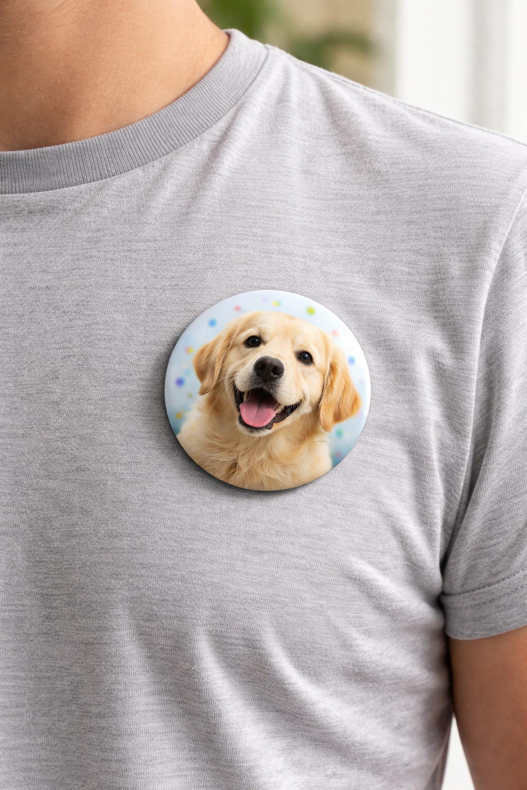 Button 58 mm rund – mit Anstecknadel